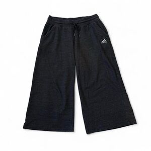 Adidas Women L Charcoal Wide-Leg Cropped Active Sweatpants